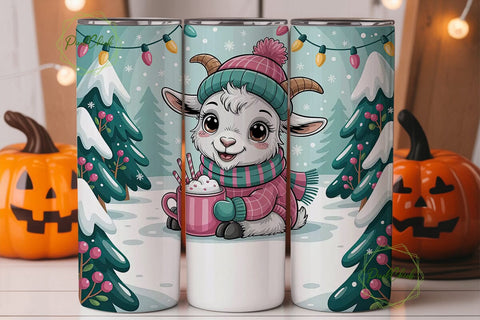 Cute Christmas Goat 20oz Tumbler Design Sublimation PixelChick 