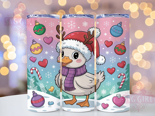 Cute Christmas Goose Tumbler, Festive Holiday Bird, Adorable Goose Graphic, Whimsical Christmas Art, Seasonal Animal Pattern, 20oz Tumbler, Sublimation Design Sublimation SvggirlplusArt 