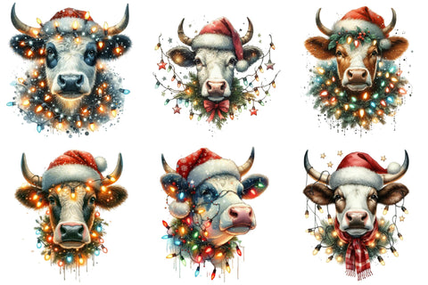 Cute Christmas Highland Cow Clipart Sublimation designartist 