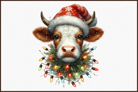 Cute Christmas Highland Cow Clipart Sublimation designartist 
