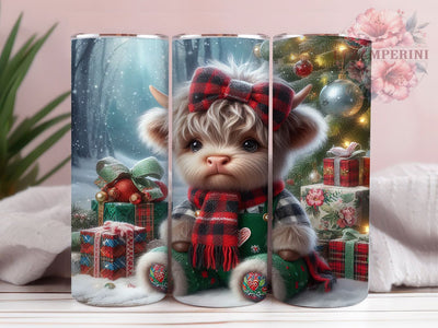 Cute Christmas Highland Cow Tumbler, Festive Cow Wrap, Holiday Farm Sublimation, Cute Cow Christmas Cup, 20Oz Skinny Tumbler Wrap, Rustic Cow Mug, Country Christmas Design Sublimation Li Zamperini 
