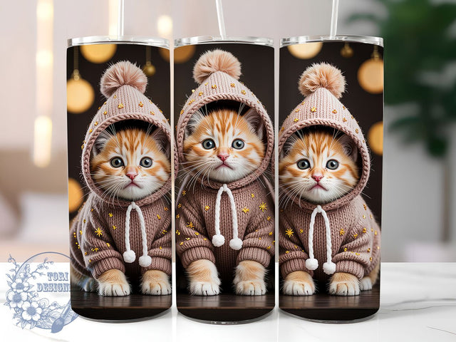 Cute Christmas Holiday Cat Tumbler, Holiday Kitten Wrap, Festive Pet Lover Drinkware, Cute Cat Christmas Cup, Cat Mom Holiday Gift, Winter Cat Sublimation Design, Animal Lover Christmas Tumbler Sublimation ToriDesigns 