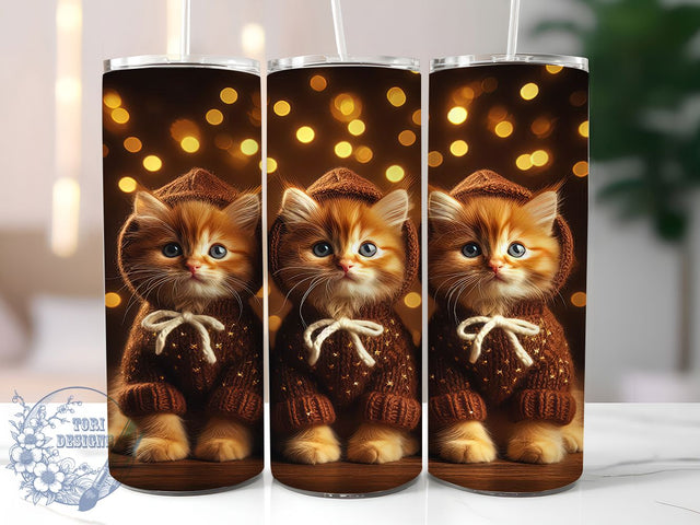 Cute Christmas Holiday Cat Tumbler, Holiday Kitten Wrap, Festive Pet Lover Drinkware, Cute Cat Christmas Cup, Cat Mom Holiday Gift, Winter Cat Sublimation Design, Animal Lover Christmas Tumbler Sublimation ToriDesigns 