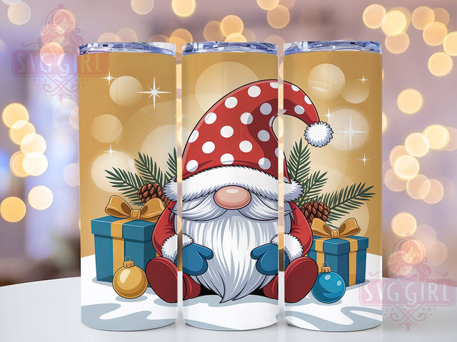 Cute Christmas Holiday Gnome Tumbler, Xmas Gnome Wrap, Holiday Sublimation Design, Festive Gnome Cup, 20Oz Skinny Tumbler Wrap, Cute Christmas Mug, Winter Gnome Design Sublimation SvggirlplusArt 