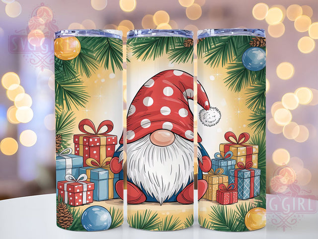 Cute Christmas Holiday Gnome Tumbler, Xmas Gnome Wrap, Holiday Sublimation Design, Festive Gnome Cup, 20Oz Skinny Tumbler Wrap, Cute Christmas Mug, Winter Gnome Design Sublimation SvggirlplusArt 