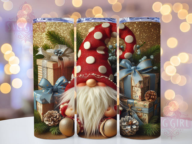 Cute Christmas Holiday Gnome Tumbler, Xmas Gnome Wrap, Holiday Sublimation Design, Festive Gnome Cup, 20Oz Skinny Tumbler Wrap, Cute Christmas Mug, Winter Gnome Design Sublimation SvggirlplusArt 
