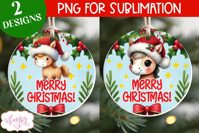 Cute Christmas Horse Ornament PNG sublimation Sublimation Amorclipart 