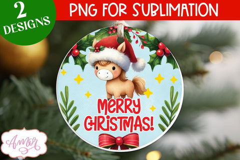 Cute Christmas Horse Ornament PNG sublimation Sublimation Amorclipart 