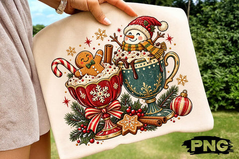 Cute Christmas Hot Cocoa Gingerbread PNG SVG DesignDestine 