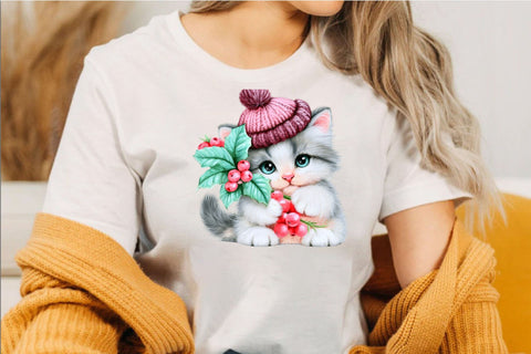 Cute Christmas Kittens Clipart Sublimation SVGArt 