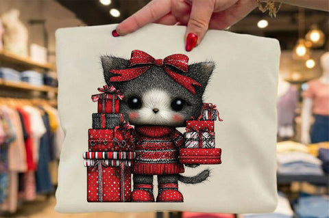 Cute Christmas Kitty with Gifts Sublimation SVGArt 