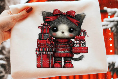 Cute Christmas Kitty with Gifts Sublimation SVGArt 