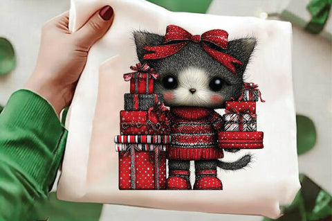 Cute Christmas Kitty with Gifts Sublimation SVGArt 