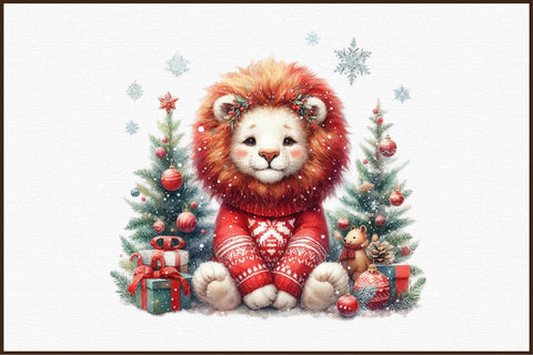 Cute Christmas Lion Sublimation Clipart Sublimation designartist 