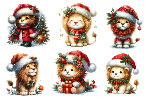 Cute Christmas Lion Sublimation Clipart Sublimation designartist 