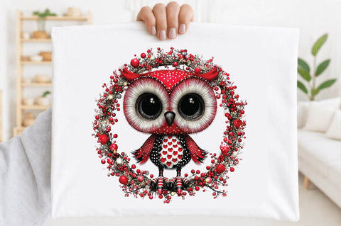 Cute Christmas Owl Clipart PNG Sublimation SVGArt 