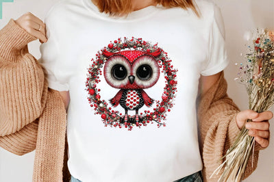 Cute Christmas Owl Clipart PNG Sublimation SVGArt 