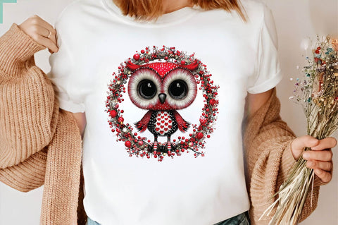 Cute Christmas Owl Clipart PNG Sublimation SVGArt 