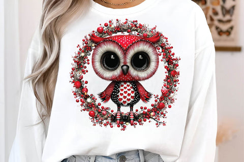 Cute Christmas Owl Clipart PNG Sublimation SVGArt 