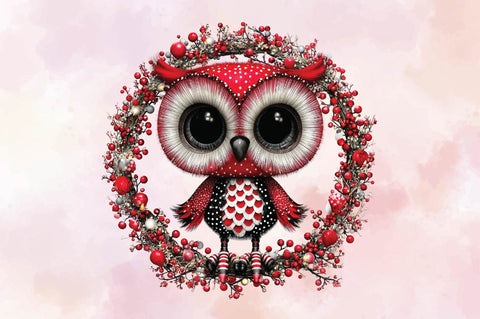 Cute Christmas Owl Clipart PNG Sublimation SVGArt 