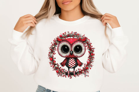 Cute Christmas Owl Clipart PNG Sublimation SVGArt 