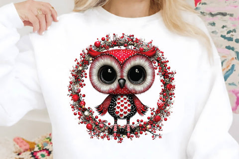 Cute Christmas Owl Clipart PNG Sublimation SVGArt 