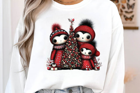 Cute Christmas Penguin Family Clipart Sublimation SVGArt 