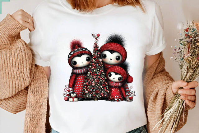 Cute Christmas Penguin Family Clipart Sublimation SVGArt 
