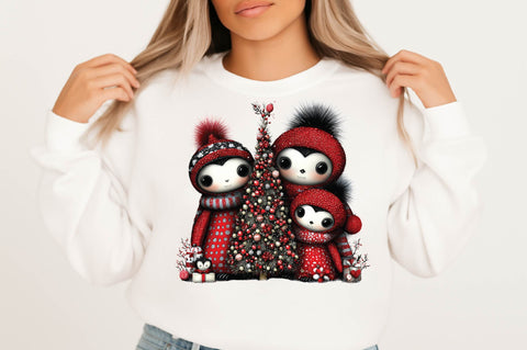 Cute Christmas Penguin Family Clipart Sublimation SVGArt 
