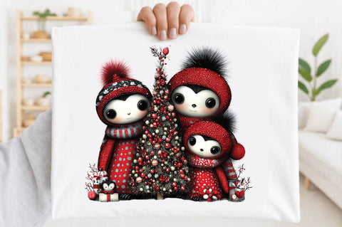 Cute Christmas Penguin Family Clipart Sublimation SVGArt 