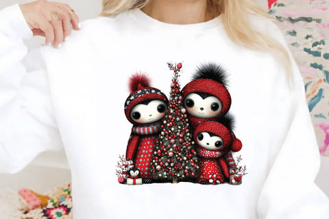 Cute Christmas Penguin Family Clipart Sublimation SVGArt 