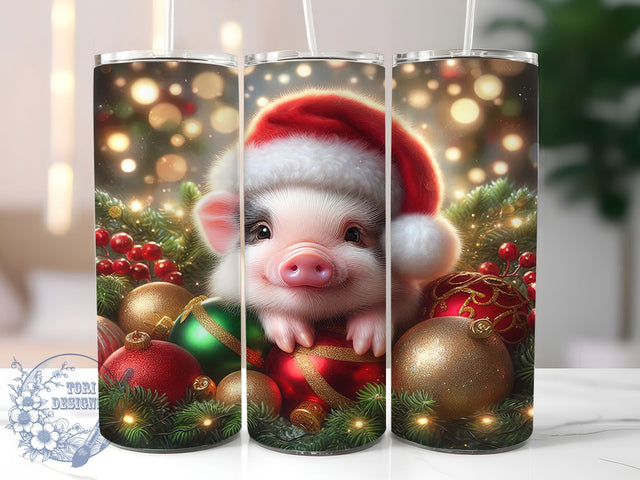 Cute Christmas Piglet Holiday Tumbler, Holiday Pig Sublimation Design, Festive Cup Art, 20oz Xmas Tumbler, Whimsical Pig Mug, Stylish Christmas Cup, Cozy Holiday Wrap Sublimation ToriDesigns 