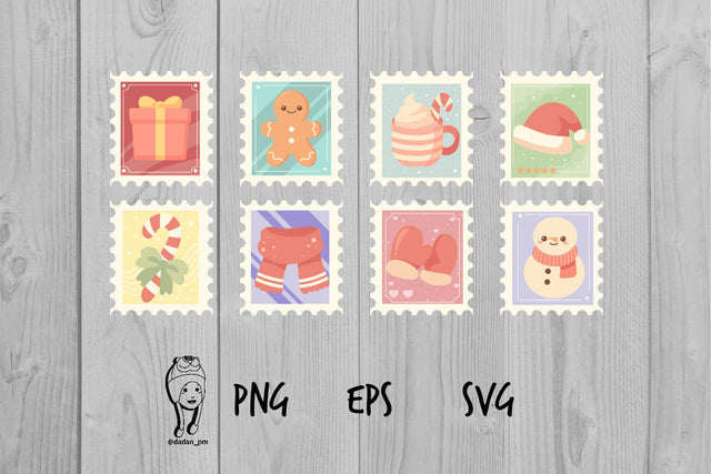 Cute Christmas Postage Stamp sticker SVG dadan_pm 