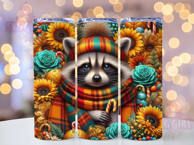 Cute Christmas Raccoon Holiday Tumbler, Holiday Raccoon Sublimation, 20oz Skinny Tumbler Wrap, Festive Raccoon Drinkware, Merry Christmas Raccoon Wrap, Winter Raccoon Sublimation Design, Adorable Holiday An Sublimation SvggirlplusArt 