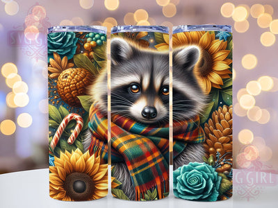 Cute Christmas Raccoon Holiday Tumbler, Holiday Raccoon Sublimation, 20oz Skinny Tumbler Wrap, Festive Raccoon Drinkware, Merry Christmas Raccoon Wrap, Winter Raccoon Sublimation Design, Adorable Holiday An Sublimation SvggirlplusArt 