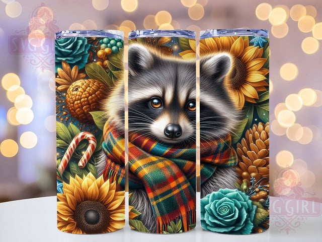 Cute Christmas Raccoon Holiday Tumbler, Holiday Raccoon Sublimation, 20oz Skinny Tumbler Wrap, Festive Raccoon Drinkware, Merry Christmas Raccoon Wrap, Winter Raccoon Sublimation Design, Adorable Holiday An Sublimation SvggirlplusArt 