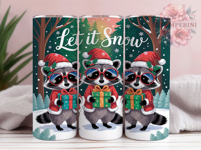 Cute Christmas Raccoon Tumbler, Festive Holiday Wrap, Cute Raccoon Sublimation Design, Winter Animal Cup, 20Oz Skinny Tumbler Wrap, Adorable Christmas Mug, Rustic Holiday Critter Design Sublimation Li Zamperini 
