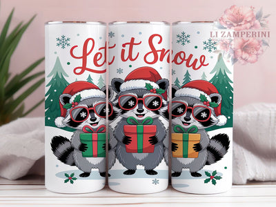 Cute Christmas Raccoon Tumbler, Festive Holiday Wrap, Cute Raccoon Sublimation Design, Winter Animal Cup, 20Oz Skinny Tumbler Wrap, Adorable Christmas Mug, Rustic Holiday Critter Design Sublimation Li Zamperini 