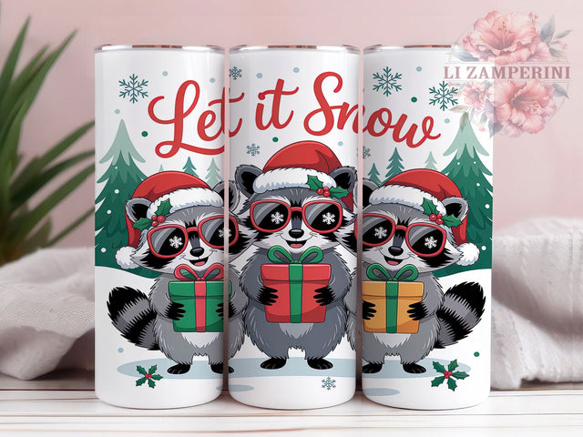 Cute Christmas Raccoon Tumbler, Festive Holiday Wrap, Cute Raccoon Sublimation Design, Winter Animal Cup, 20Oz Skinny Tumbler Wrap, Adorable Christmas Mug, Rustic Holiday Critter Design Sublimation Li Zamperini 