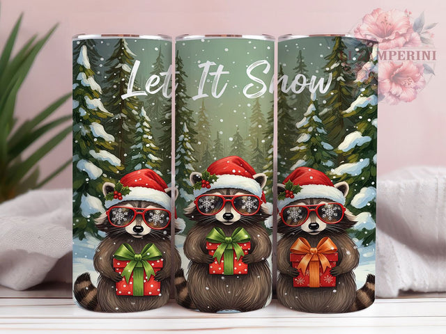 Cute Christmas Raccoon Tumbler, Festive Holiday Wrap, Cute Raccoon Sublimation Design, Winter Animal Cup, 20Oz Skinny Tumbler Wrap, Adorable Christmas Mug, Rustic Holiday Critter Design Sublimation Li Zamperini 