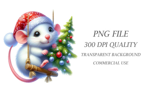 Cute Christmas Rat Sublimation Clipart Sublimation Rupkotha 