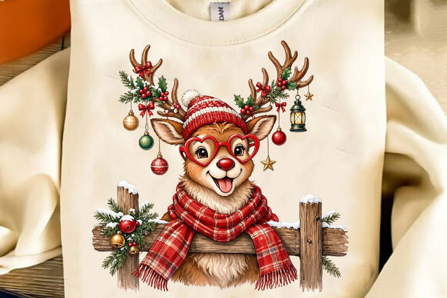 Cute Christmas Reindeer Glasses PNG Sublimation SVGista 