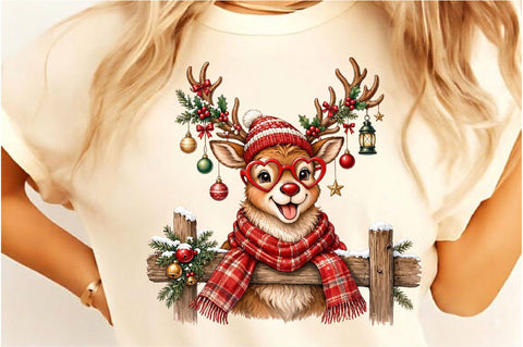 Cute Christmas Reindeer Glasses PNG Sublimation SVGista 