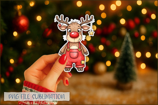 Cute Christmas Reindeer Sticker PNG Sublimation Shetara Begum 