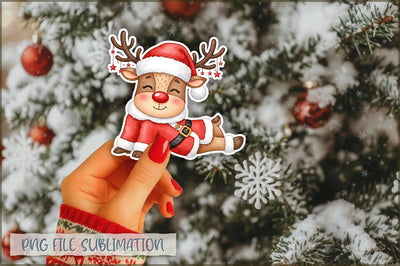 Cute Christmas Reindeer Sticker PNG Sublimation Shetara Begum 
