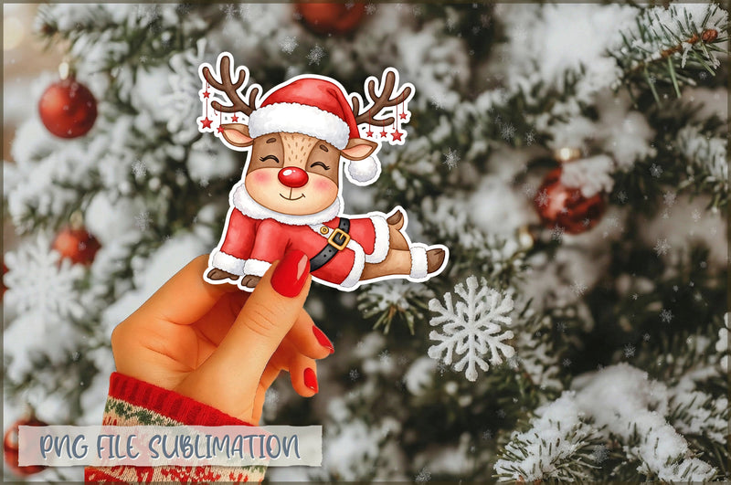 Cute Christmas Reindeer Sticker PNG Sublimation Shetara Begum 