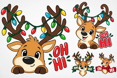 Cute Christmas Reindeer SVG PNG Bundle SVG DesignDestine 