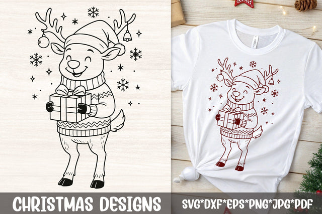 Cute Christmas Reindeer SVG Tafti Art 