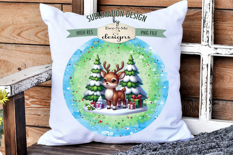 Cute Christmas Reindeer Wind Spinner Sublimation Design Sublimation Ewe-N-Me Designs 