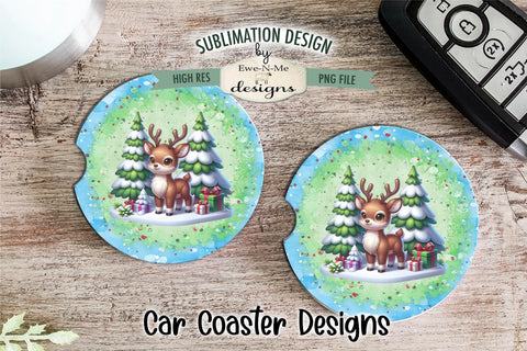 Cute Christmas Reindeer Wind Spinner Sublimation Design Sublimation Ewe-N-Me Designs 